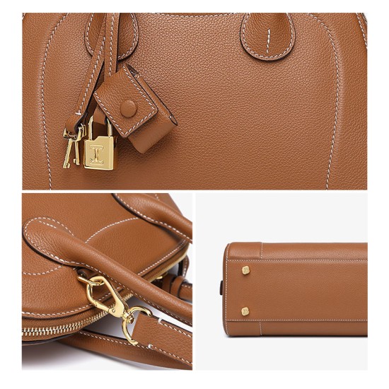 Leather high-end feel handbag shoulder bag with bill of lading - Memoo.com