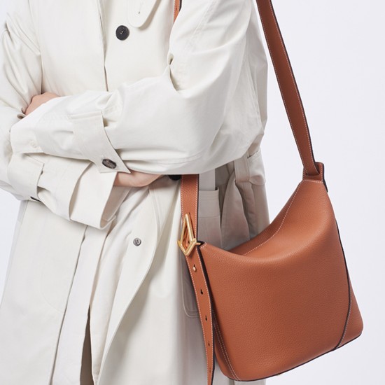 Shoulder crossbody bag in top cowhide leather