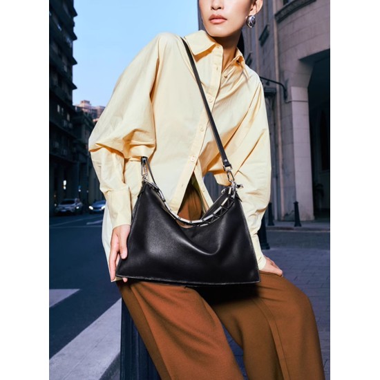 Leather one-shoulder underarm tote bag with large capacity crossbody bag - Memoo.com