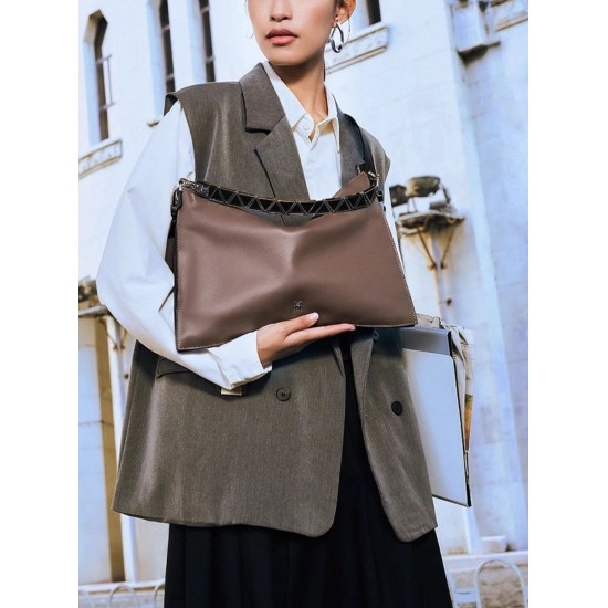 Leather one-shoulder underarm tote bag with large capacity crossbody bag - Memoo.com