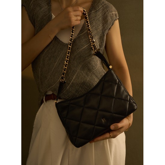 Leather rhombic chain underarm bag with advanced sense underarm bag - Memoo.com