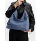 Tote bag large capacity denim sheepskin HOBO single shoulder - Memoo.com