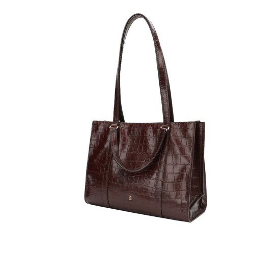 Genuine leather crocodile pattern large capacity single shoulder tote bag commuting bag - Memoo.com