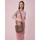 Leather top layer leather bucket bag slung shoulder bag handbag - Memoo.com