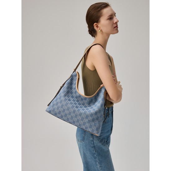 Large-capacity commuter new texture bag denim bag - Memoo.com