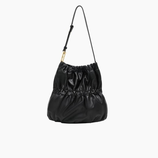 Soft leather portable shoulder bag Tote bucket bag - Memoo.com