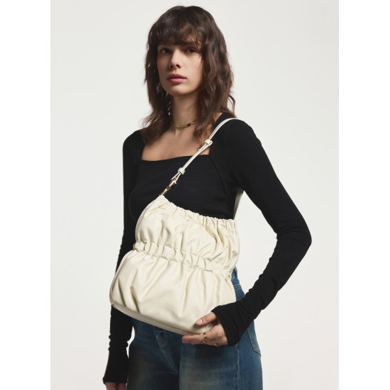 Soft leather portable shoulder bag Tote bucket bag - Memoo.com