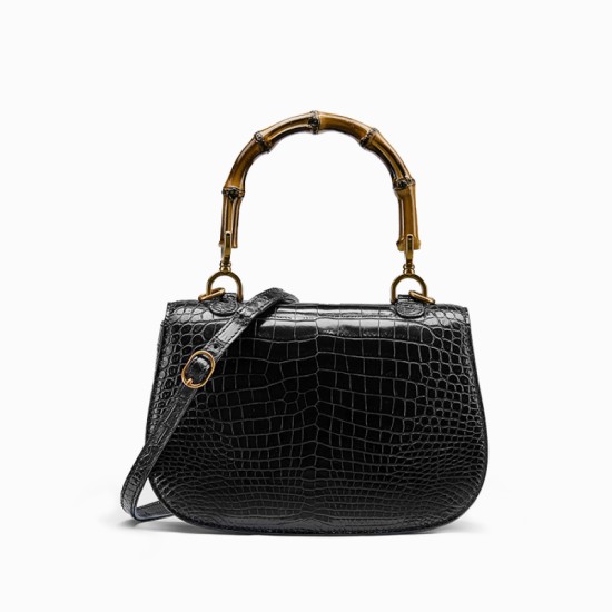 Crocodile leather womens bag, light luxury bamboo handbag - Memoo.com