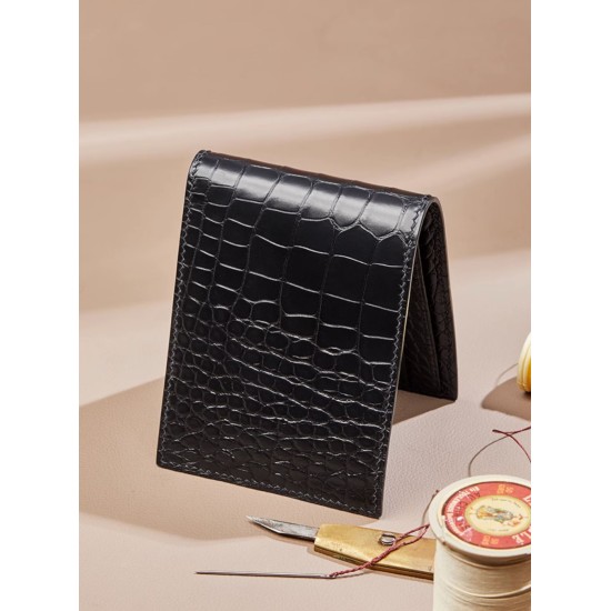 Crocodile wallet mens genuine leather cropped wallet - Memoo.com