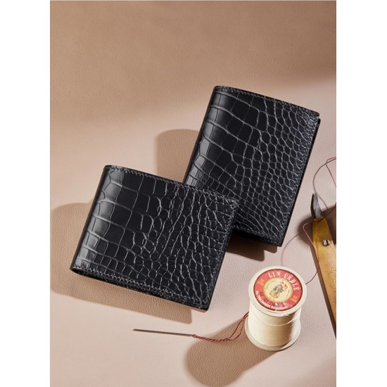 Crocodile wallet mens genuine leather cropped wallet - Memoo.com