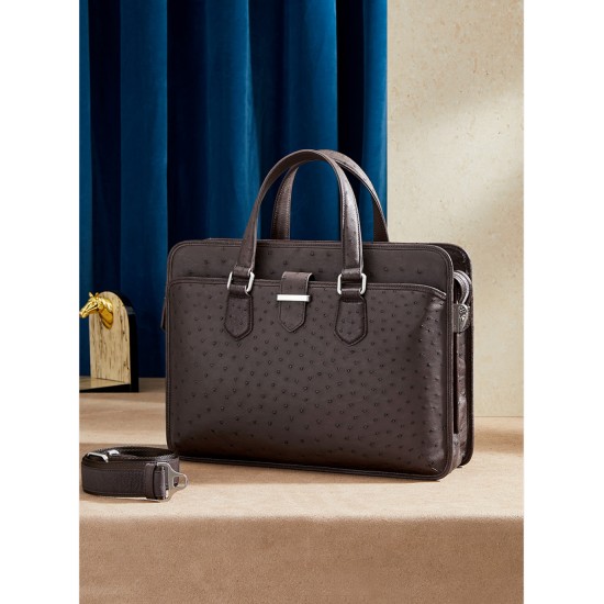 Ostrich leather mens bag, handbag, luxury mens bag - Memoo.com