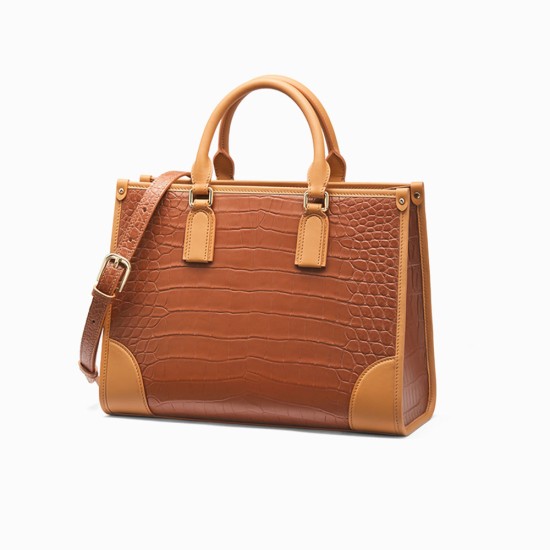 Large capacity crocodile leather handbag - Memoo.com