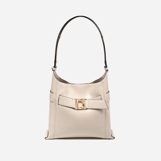 Leather bucket bag for womens commuting, high-end single shoulder crossbody bag - Memoo.com