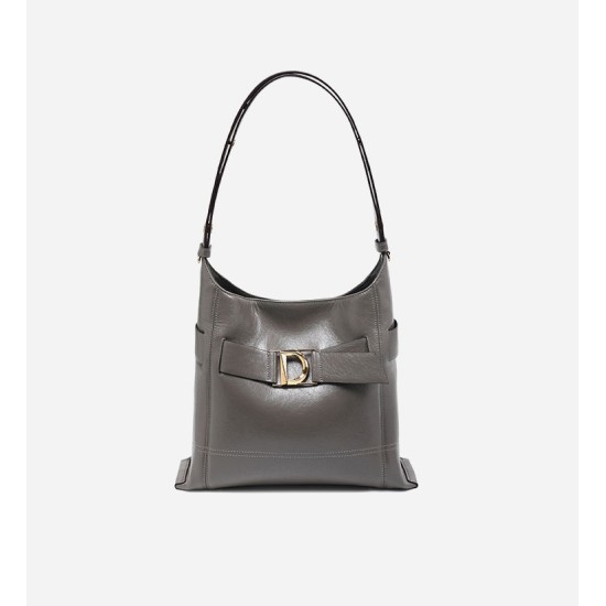 Leather bucket bag for womens commuting, high-end single shoulder crossbody bag - Memoo.com