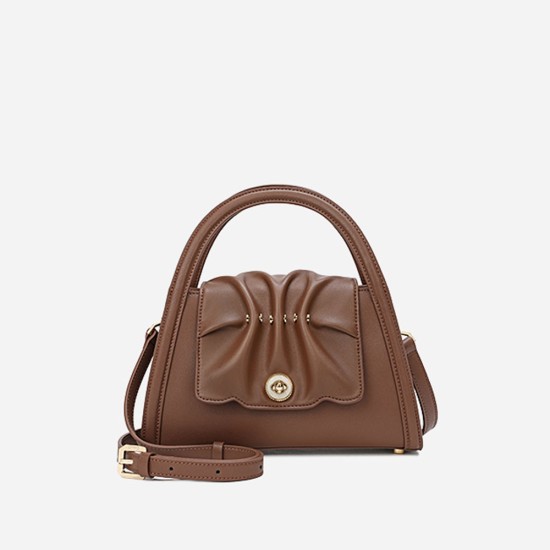 Leather handbag, pleated bag, crossbody bag - Memoo.com