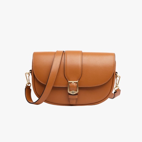 Saddle bag leather diagonal shoulder bag - Memoo.com