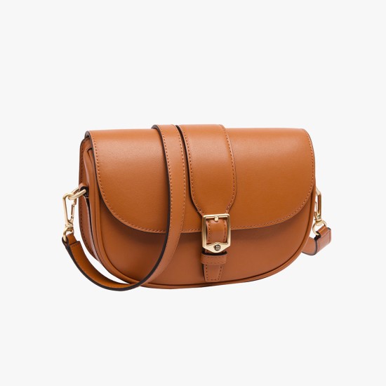 Saddle bag leather diagonal shoulder bag - Memoo.com