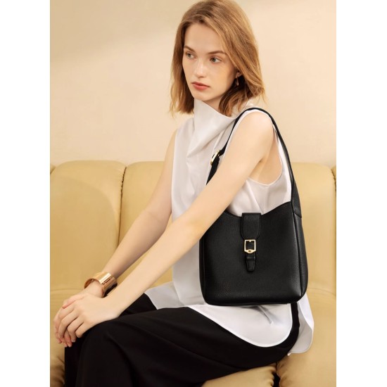 Square one-shoulder top leather large-capacity commuter womens bag - Memoo.com