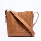 Leather womens bag head laminate woven bag bucket bag shoulder crossbody bag - Memoo.com