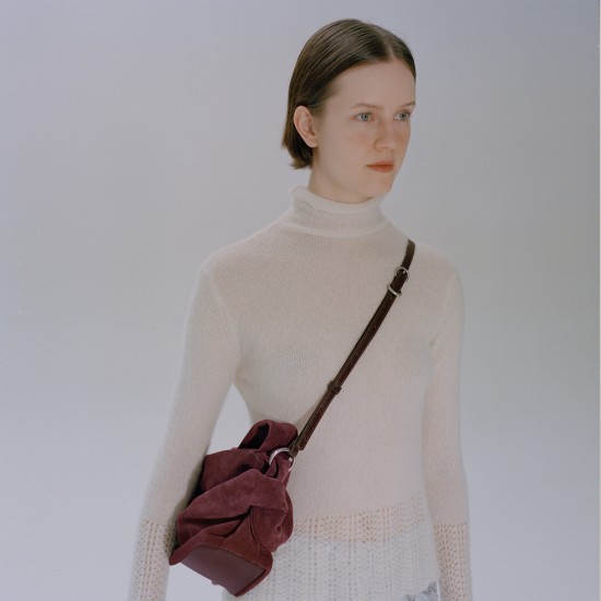 Suede pleated shoulder crossbody bag - Memoo.com