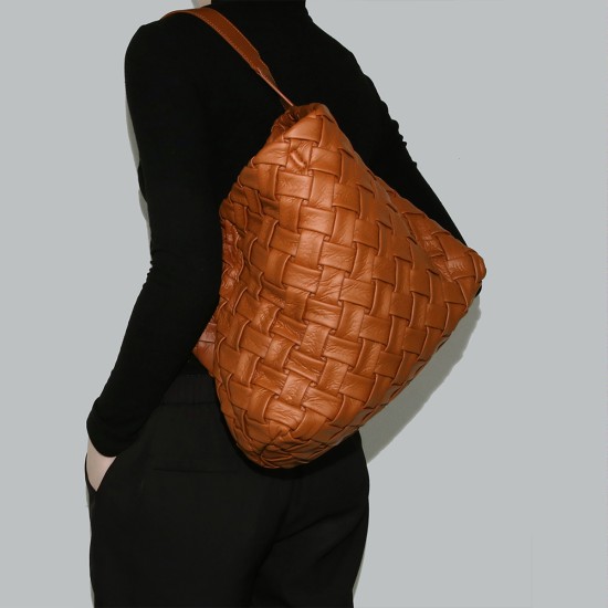 Soft leather woven tote bag, bucket bag, crossbody bag, mother bag - Memoo.com