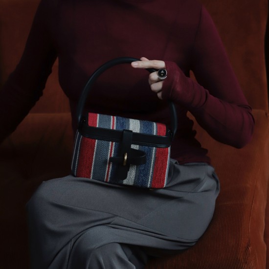 Medium striped basket bag, niche original bag, light luxury crossbody bag - Memoo.com