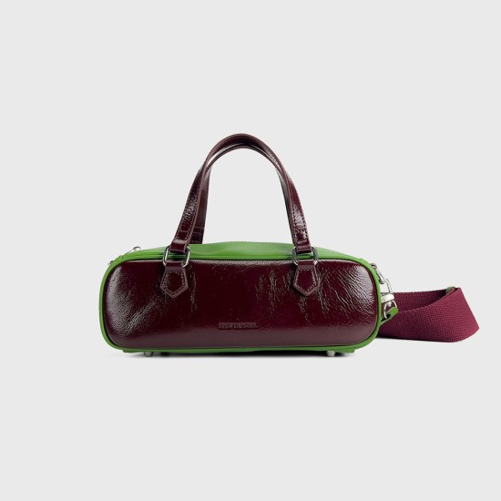 Retro contrasting burst cowhide niche Boston&saddle bag - Memoo.com