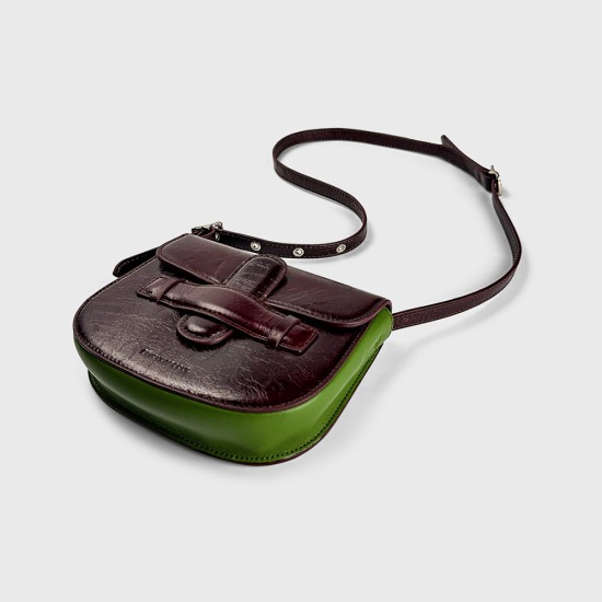 Retro contrasting burst cowhide niche Boston&saddle bag - Memoo.com