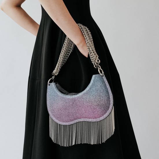 Copper bead tassel bag, underarm hand-held shoulder bag, crossbody bag, starry sky frosted - Memoo.com