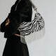 Copper bead tassel bag, armpit hand-held shoulder bag, crossbody bag, zebra color - Memoo.com