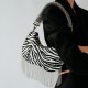 Copper bead tassel bag, armpit hand-held shoulder bag, crossbody bag, zebra color - Memoo.com