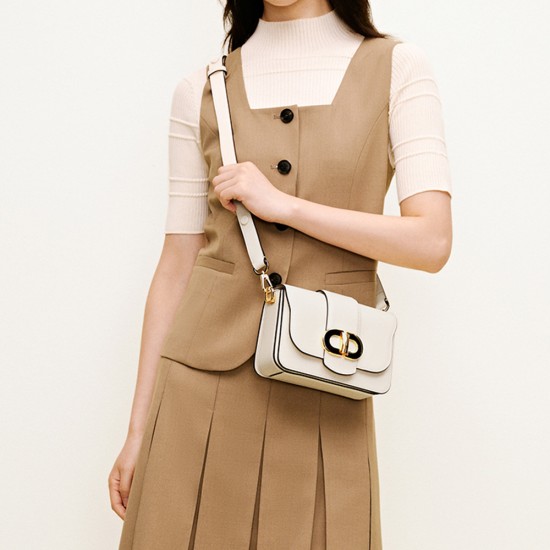 Leather shoulder crossbody bag with small square chain bag - Memoo.com