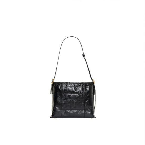 CityHobo Single Shoulder Black Bucket Bag Large Capacity Underarm Tote Bag - Memoo.com