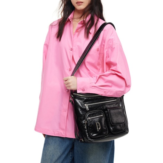 Journalist bag without gender, double shoulder, single shoulder, leather crossbody, large capacity mailman bag - Memoo.com