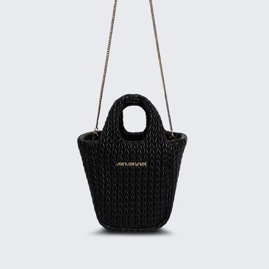 Black Gold Series Small Basket Bag Crossbody Bag Mobile Phone Bag - Memoo.com