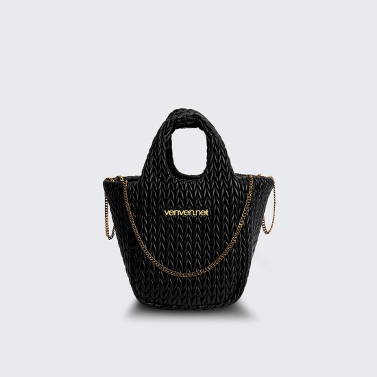 Black Gold Series Small Basket Bag Crossbody Bag Mobile Phone Bag - Memoo.com