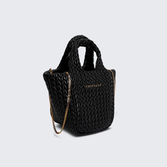 Black Gold Series Small Basket Bag Crossbody Bag Mobile Phone Bag - Memoo.com