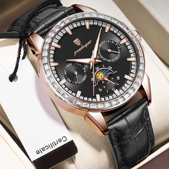 High-end Men's Quartz Brand Wristwatch with Dual Calendar Function, Waterproof Feature, Stylish Design and Luminous Display - Memoo.com