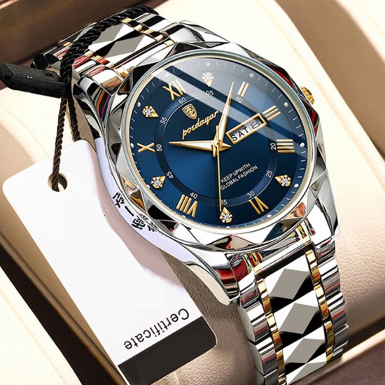 Men's Waterproof and Luminous Trendy, Stylish and Business Watch with Dual Calendar and Quartz Movement - Memoo.com