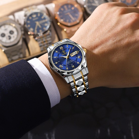 Men's Waterproof and Luminous Trendy, Stylish and Business Watch with Dual Calendar and Quartz Movement - Memoo.com