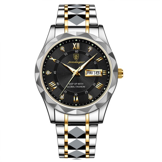 Men's Waterproof and Luminous Trendy, Stylish and Business Watch with Dual Calendar and Quartz Movement - Memoo.com