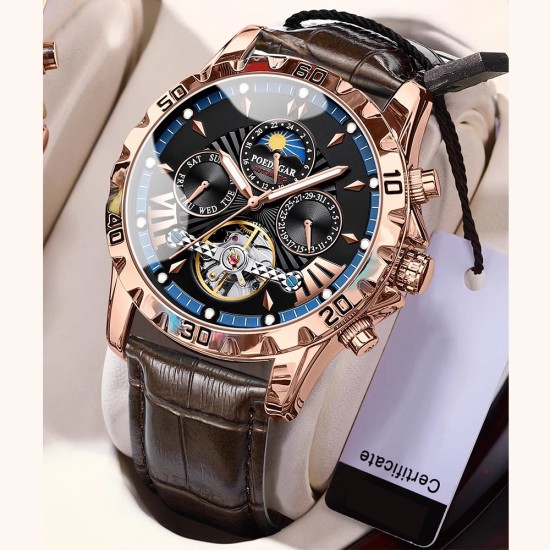 Men's Waterproof Automatic Mechanical Watch with Tourbillon, High-end, Multifunctional and Luminous Men's Brand Wristwatch - Memoo.com