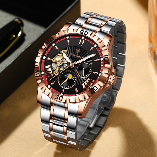 Trendy Famous Brand Men's Automatic Mechanical Watch with Tourbillon, Business Style, Waterproof, Fashionable and Luminous Men's Wristwatch