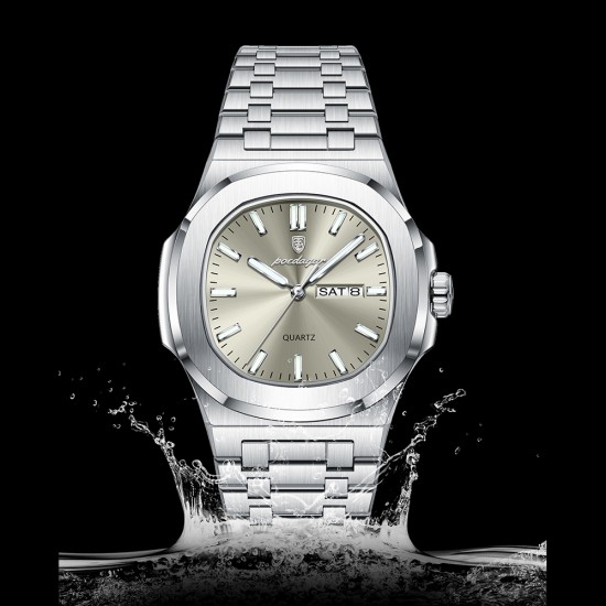 Men's simple-style watch with dual calendars, luminous function, high-grade quality and waterproof performance. It is a men's quartz wristwatch. - Memoo.com