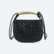 Braided cowhide metal handle single shoulder oblique span small round bag