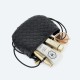 Braided cowhide metal handle single shoulder oblique span small round bag - Memoo.com