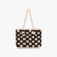 Checkerboard resort straw bag hand-held shoulder bag - Memoo.com