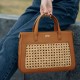 Handmade rattan tote bag cowhide niche Maillard - Memoo.com