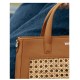 Handmade rattan tote bag cowhide niche Maillard