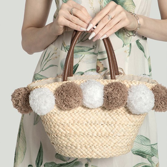 Handbag trendy hairball woven bag